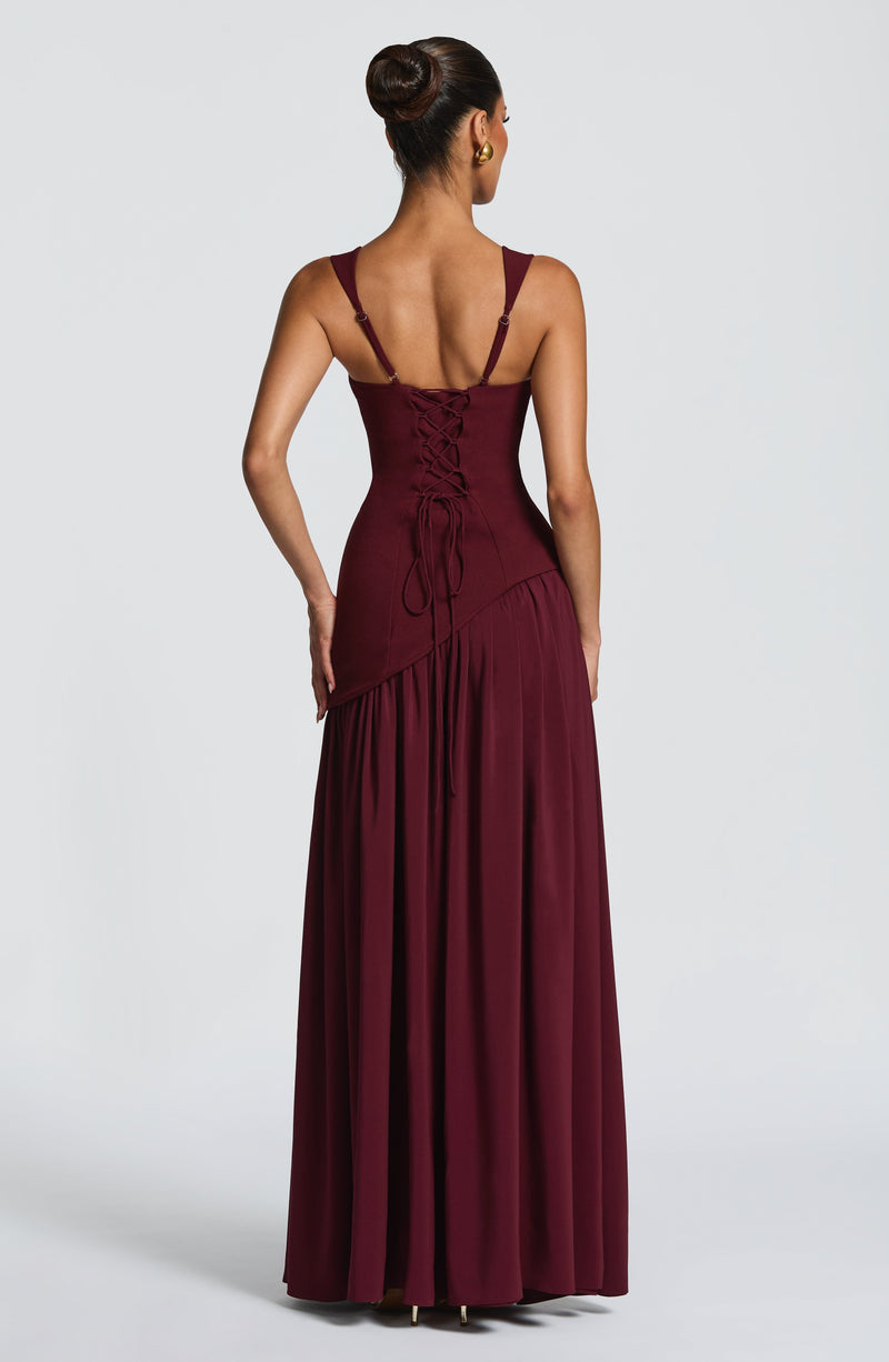 Tamara™ - Vestido Largo de Chifón Cereza