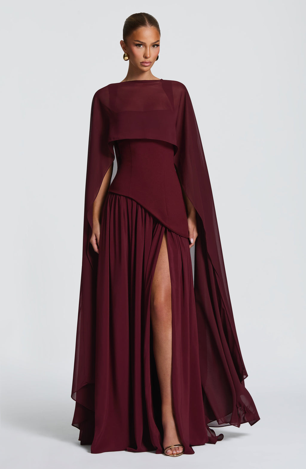 Ainara™ - Vestido Largo de Crepé y Chifón