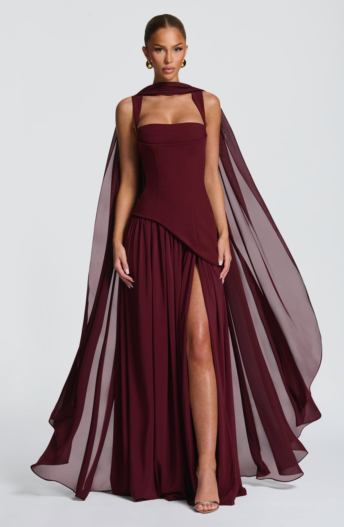 Ainara™ - Vestido Largo de Crepé y Chifón
