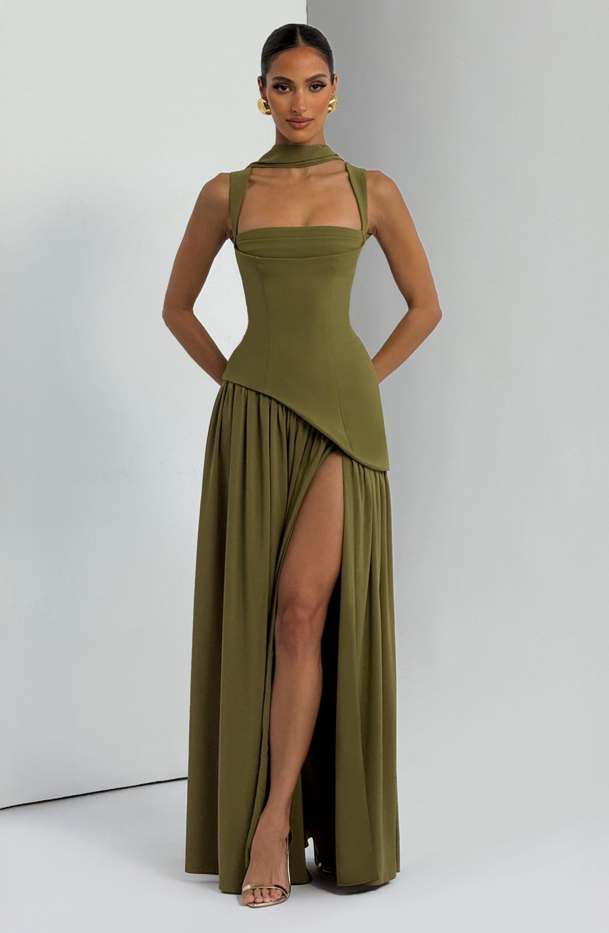 Ainara™ - Vestido Largo de Crepé y Chifón