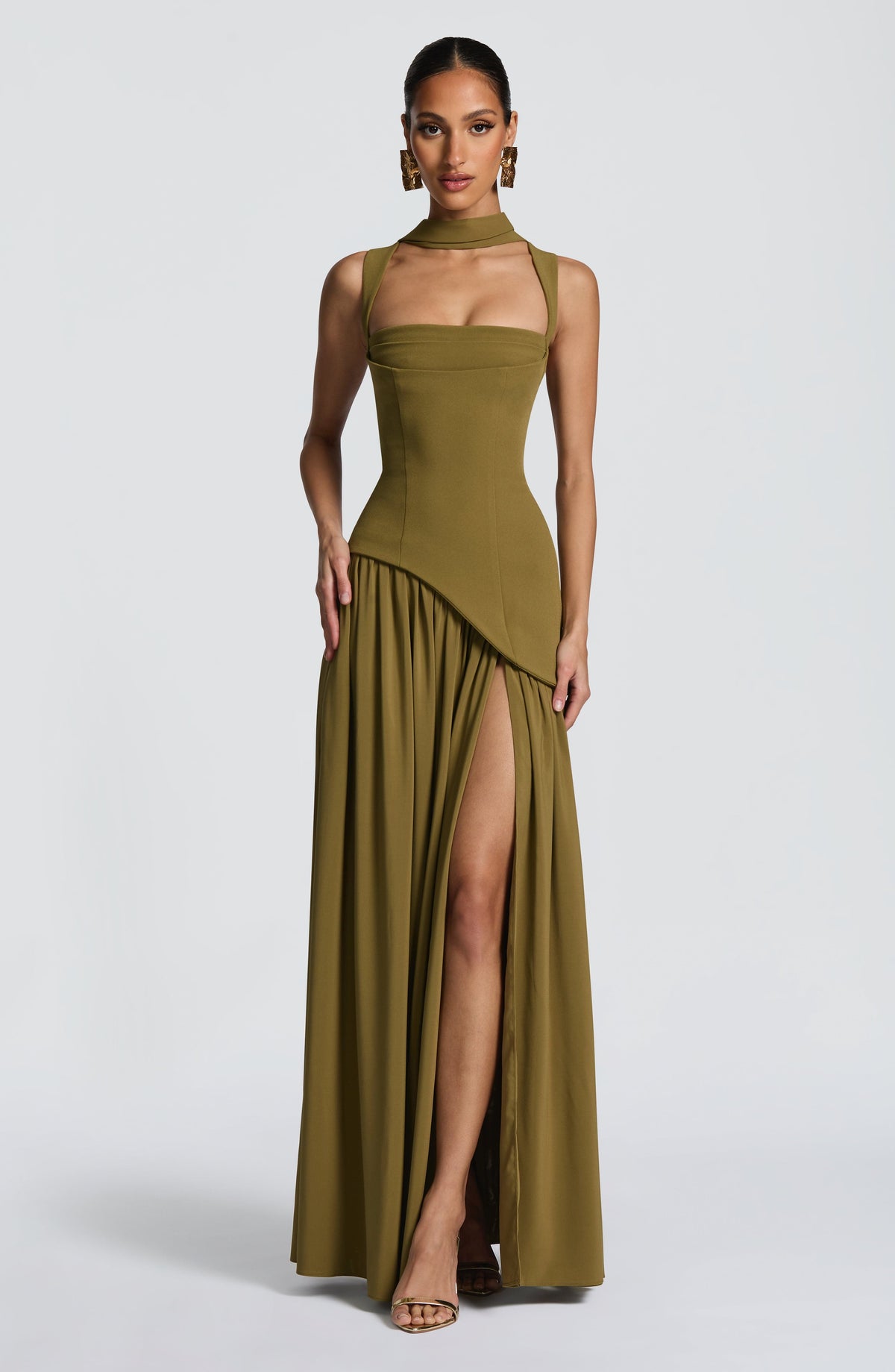 Ainara™ - Vestido Largo de Crepé y Chifón