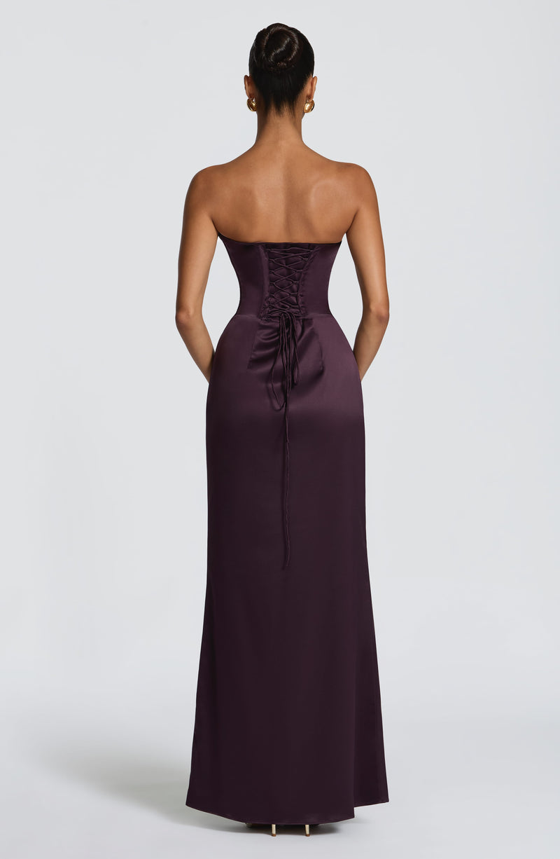 Vega™ - Vestido Largo de Satén Morado