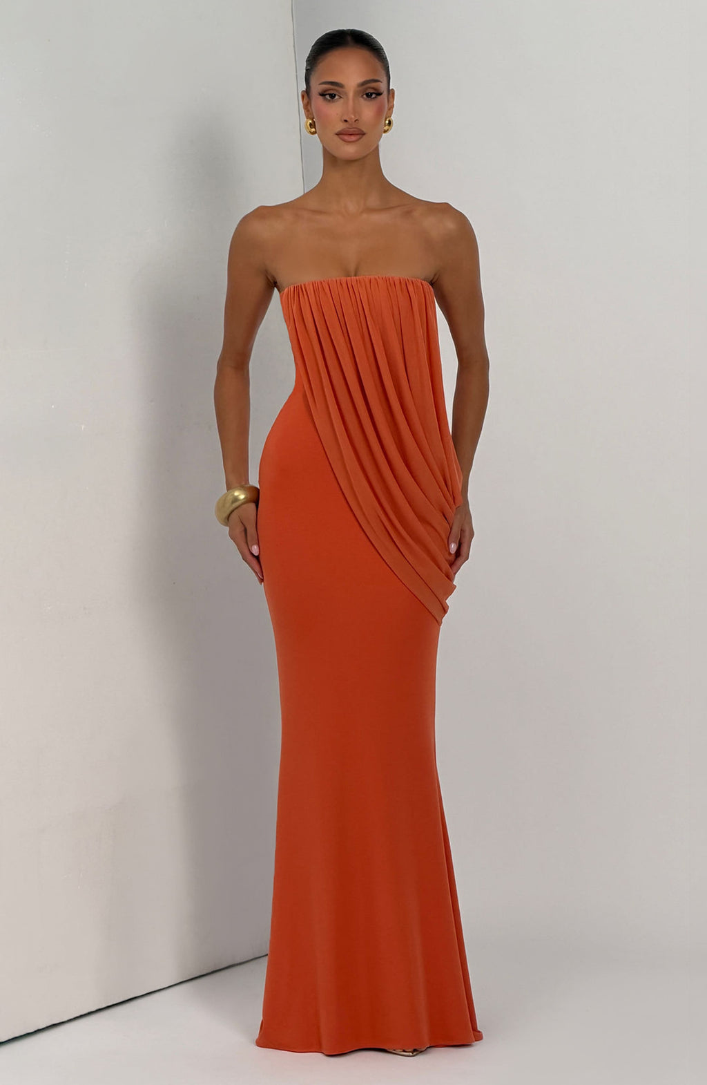 Valeria™ - Vestido Largo de Punto Naranja