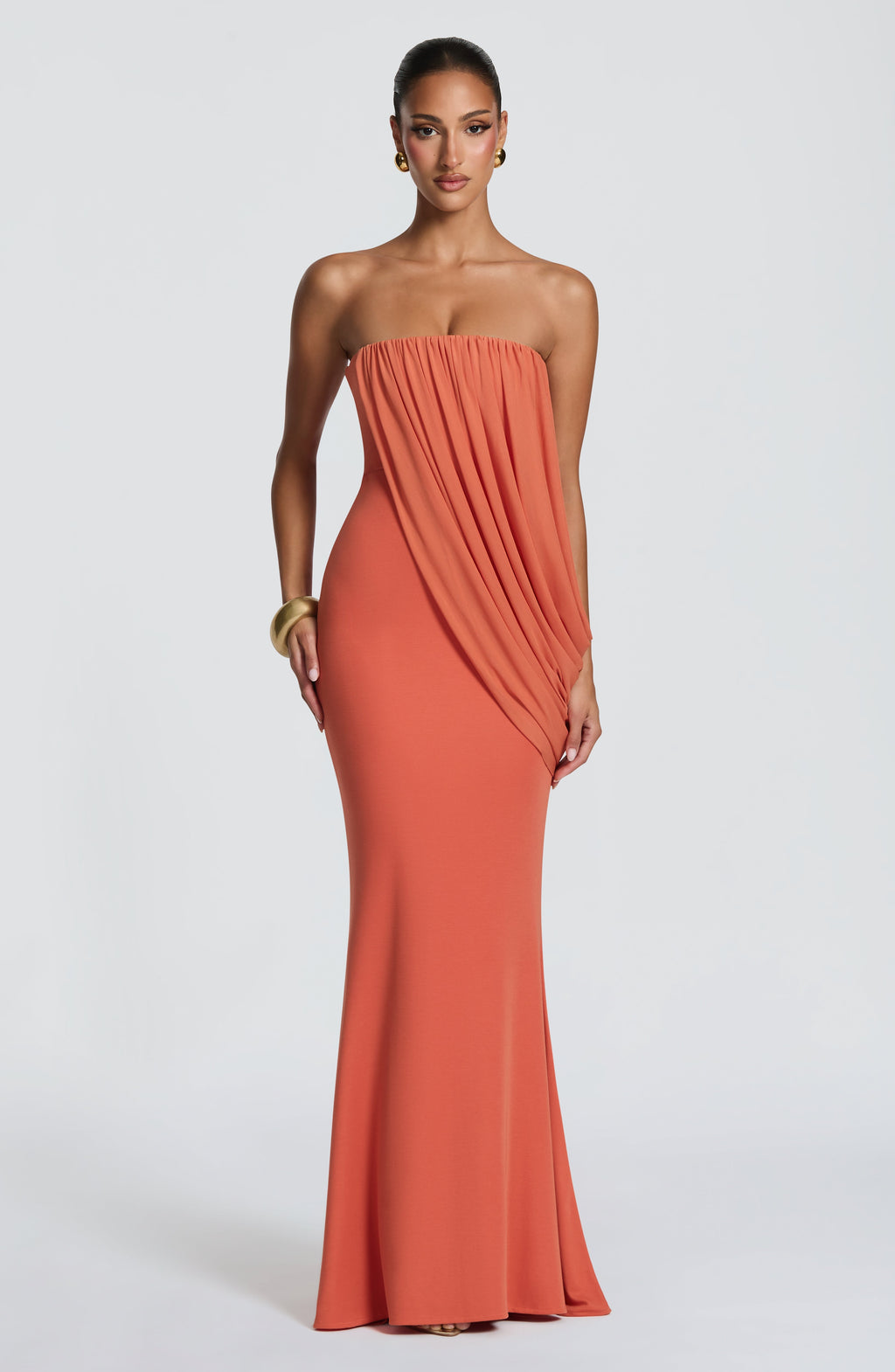 Valeria™ - Vestido Largo de Punto Naranja