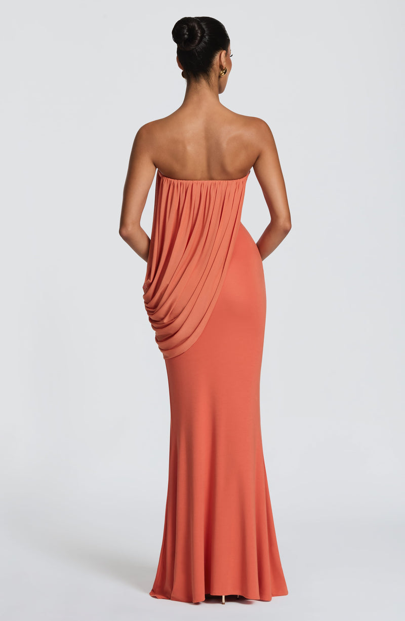 Valeria™ - Vestido Largo de Punto Naranja