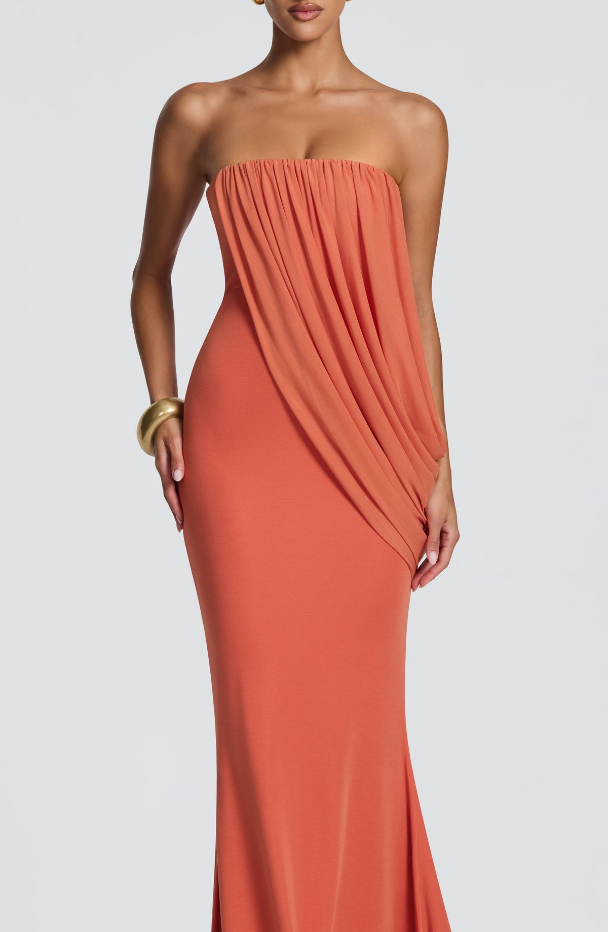 Valeria™ - Vestido Largo de Punto Naranja