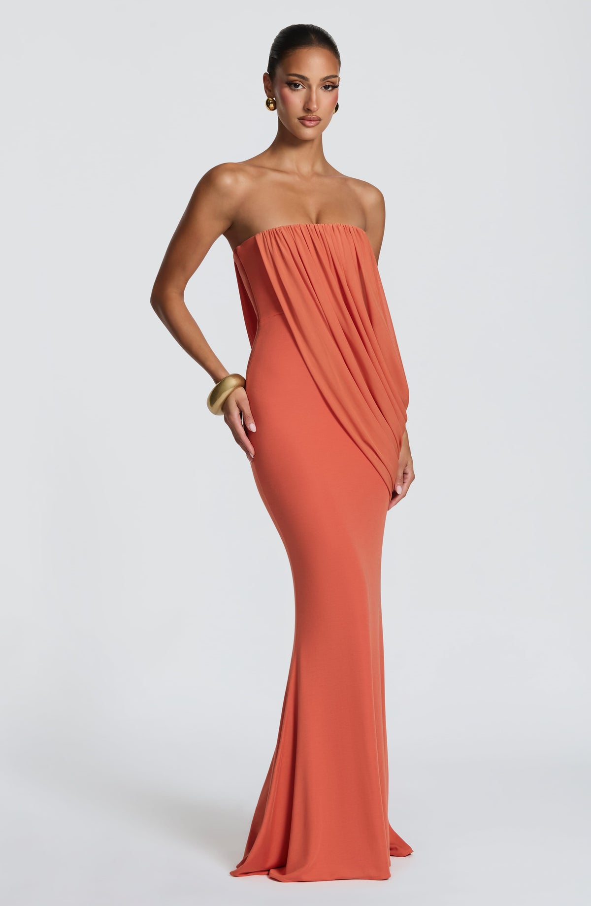 Valeria™ - Vestido Largo de Punto Naranja
