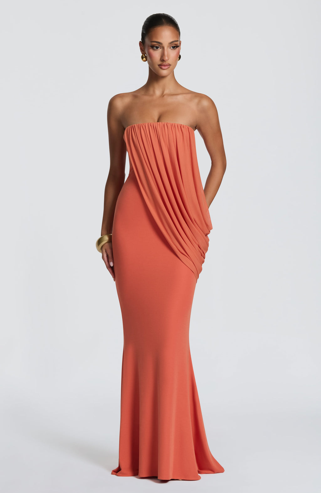 Valeria™ - Vestido Largo de Punto Naranja