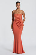 Valeria™ - Vestido Largo de Punto Naranja