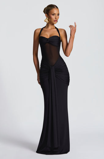 Victoria™ - Vestido Largo Halter Negro