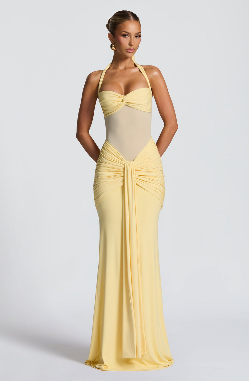 Victoria™ - Vestido Largo Halter Limón